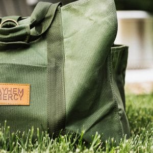 Firewood Carrier Tote Free-Standing w/ Buckle Closure and Pocket, Handle Grip Waxed Canvas Bag, Pickup or Ship